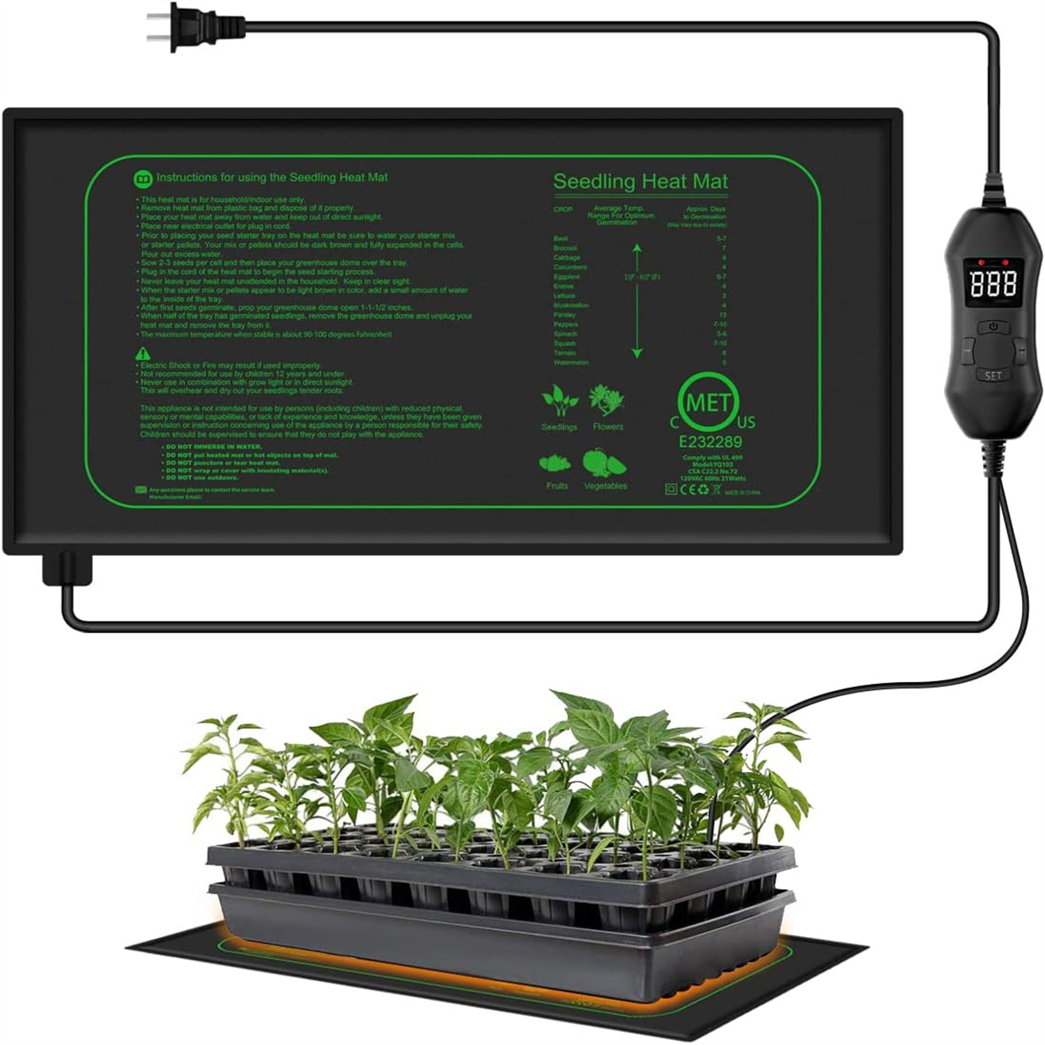 Rooting Gel Clone - 苗ヒートマットデジタルサーモスタット付き屋内植物発芽加熱パッド繁殖クローンスターターマット EU/米国プラグ