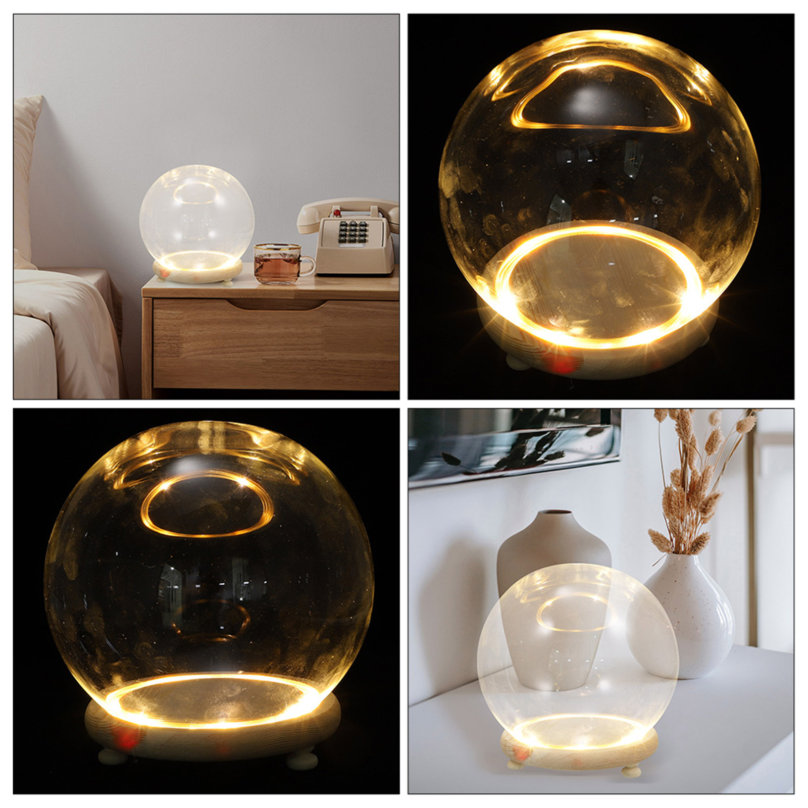 Plastic Dome Clear - 木製の台座が付いたガラス製のドーム型花瓶。生花を長く美しく飾り、ご自宅、お店、パーティーなどの装飾に最適です。