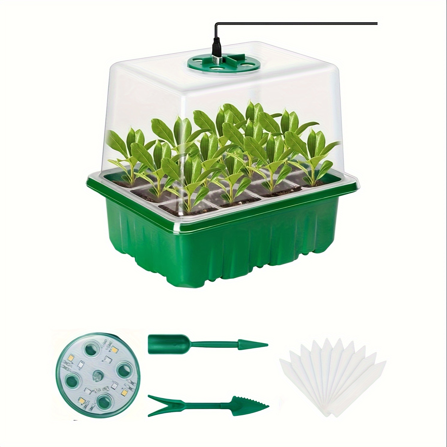 Humidity Dome Kit - 苗育成キット - 1/2/3セット、8個のLED育成ライト、明るさ調整可能、フルスペクトラム、湿度制御ドーム、特別設計