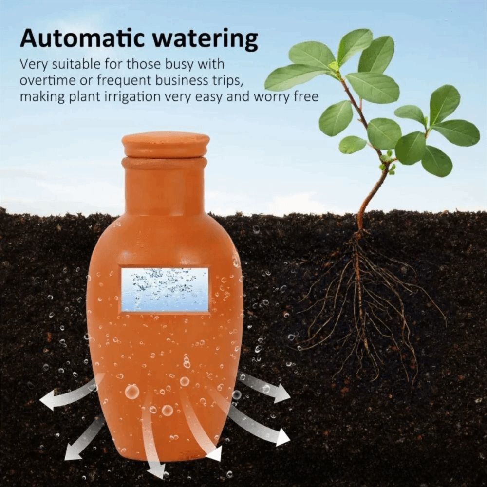 Self Watering Insert - 4個入りテラコッタ素材自動給水スパイク、安定供給、多用途、自動灌漑システム