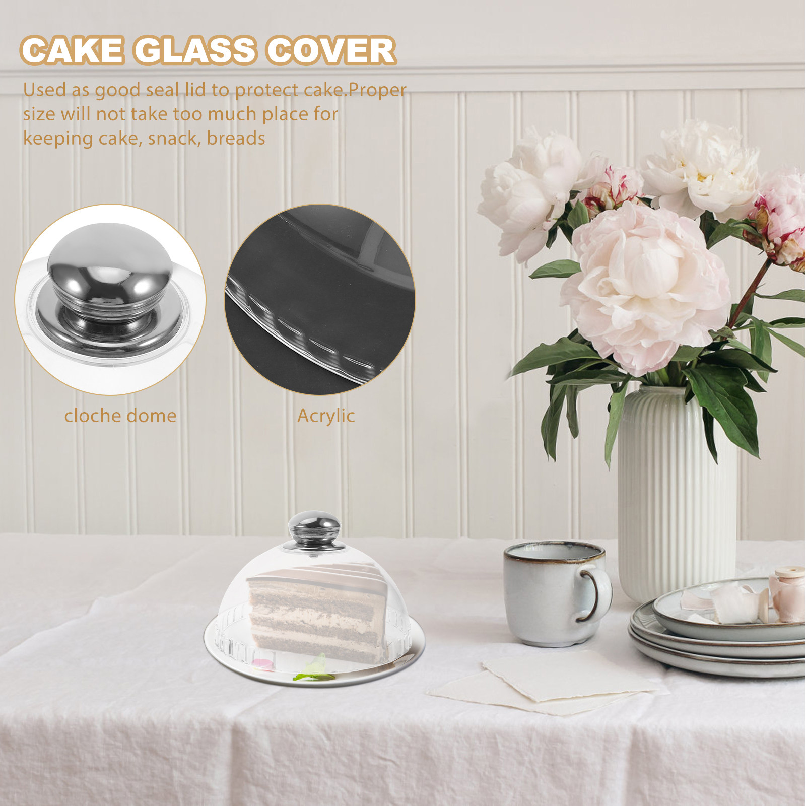 透明アクリル製ケーキドームカバー、丸型フードドーム、カップケ - Plastic Dome Clear のレビューと価格