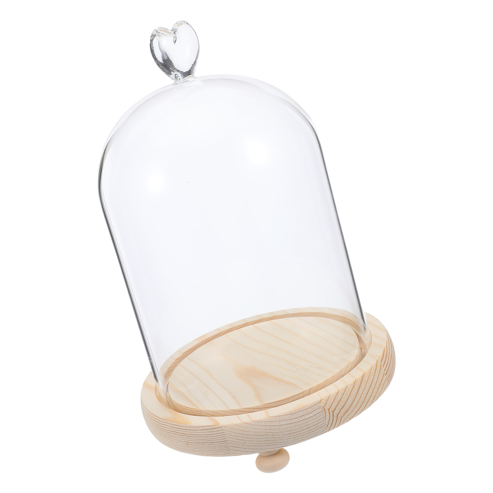 ハート型のガラスドームクローシュ、木製ベース付き透明ディスプ - Plastic Dome Clear のレビューと価格