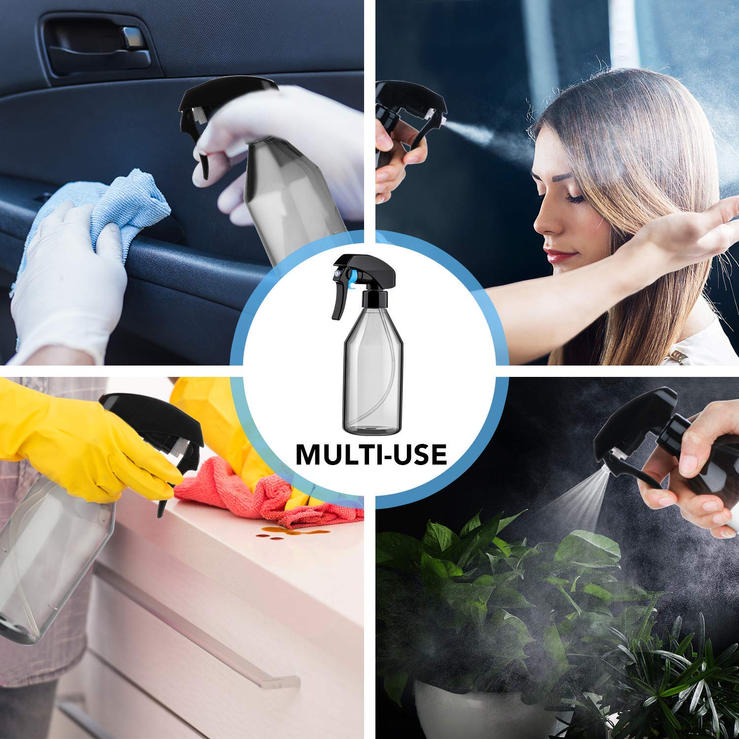 3パックスプレーボトル、10オンスプラスチックスプレーボトル - Misting Bottle Fine のレビューと価格