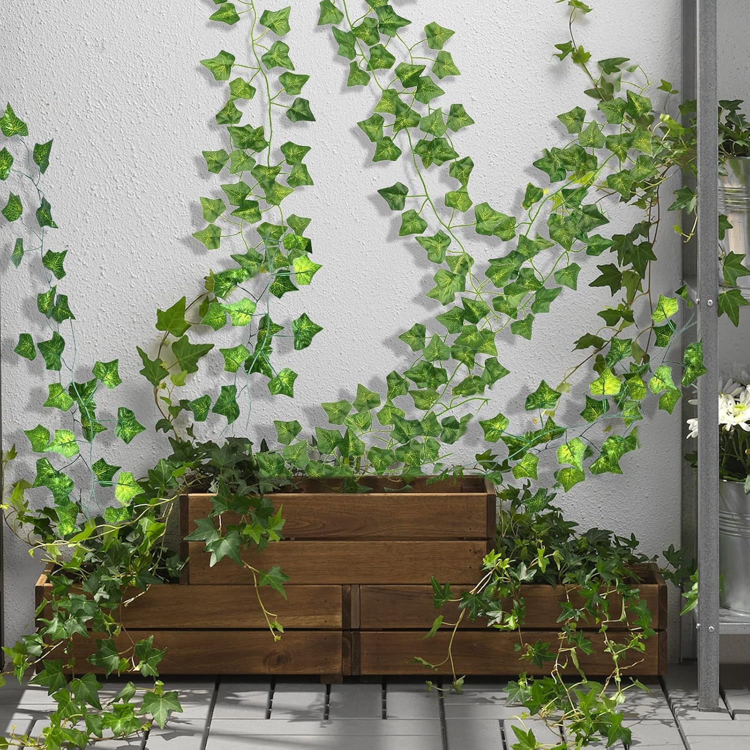 アイビーの葉の緑の花輪クリップ吊り下げ式フェイクリーフプラン - Sphagnum Moss Dry のレビューと価格